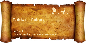 Makkai Ambos névjegykártya
